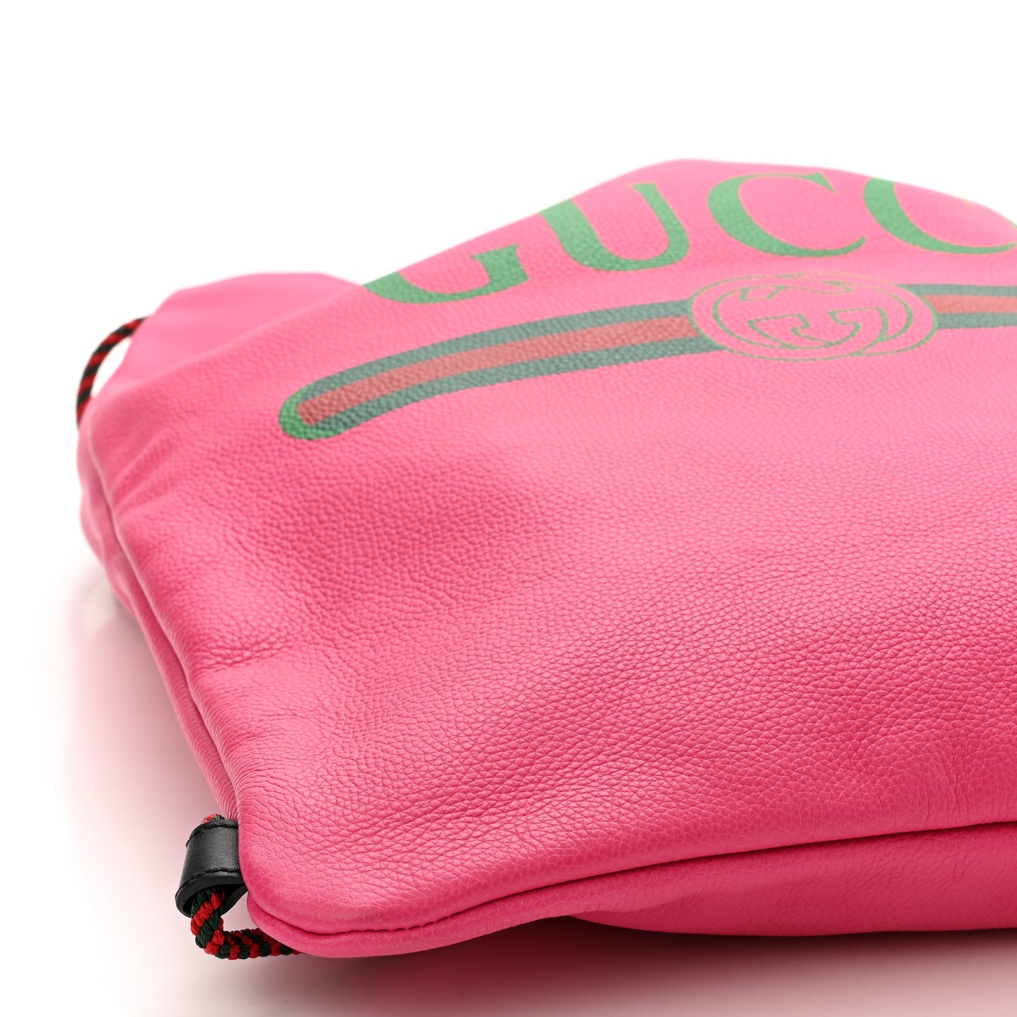 Grained Calfskin Logo Drawstring Backpack Box Pink Green Black