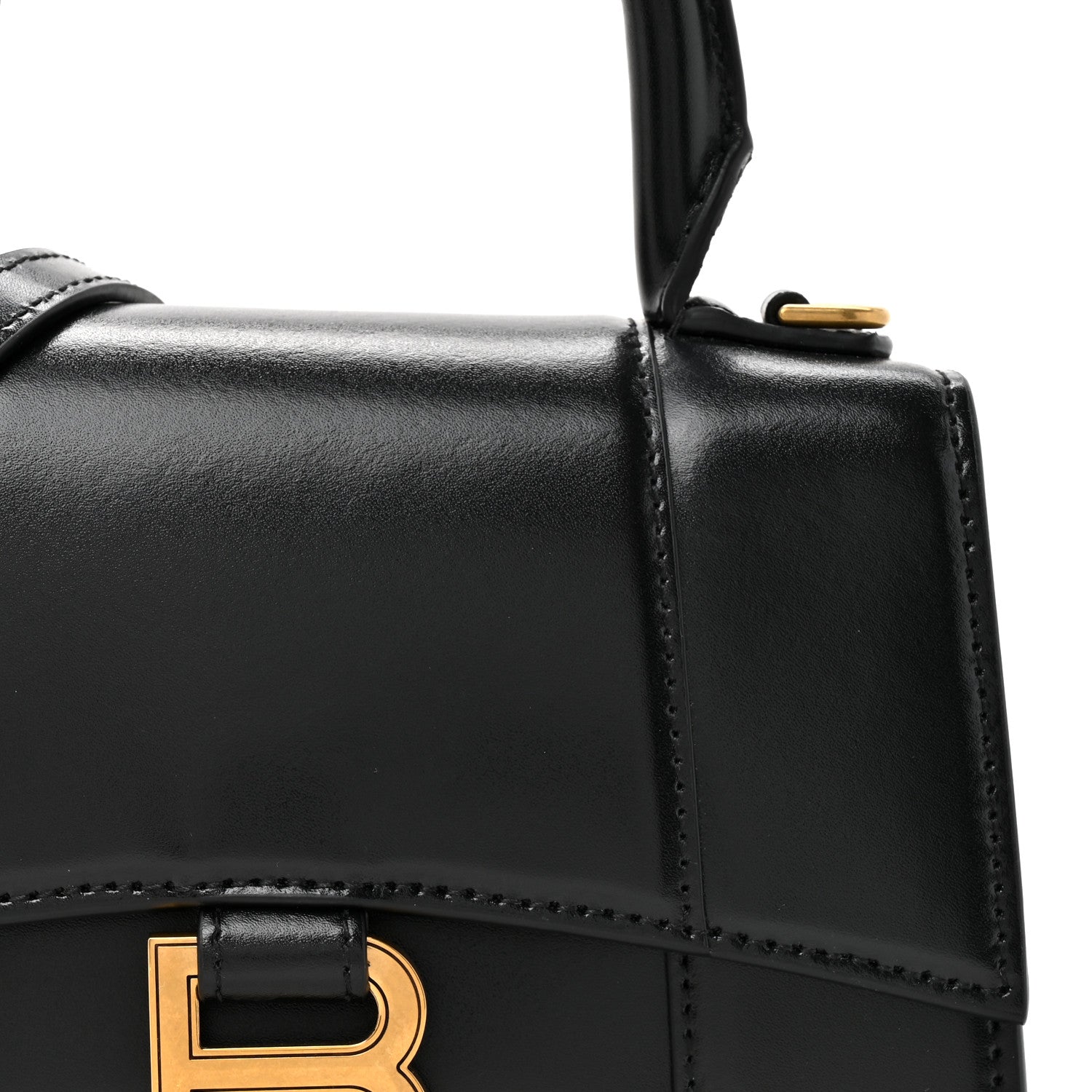 Balenciaga Shiny Box Calfskin Hourglass Top Handle Bag XS Black 8 of 13