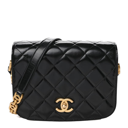 Chanel Shiny Calfskin Quilted Suede Goatskin Messenger Black 1 of 10