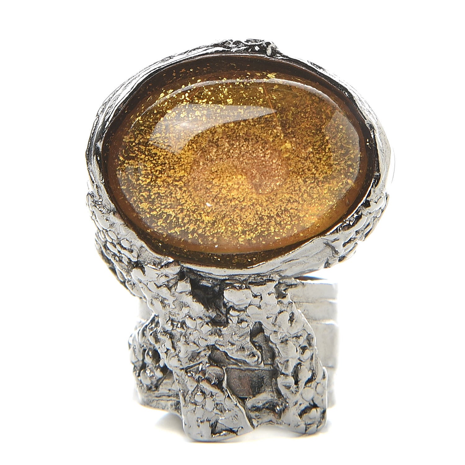 Saint Laurent Glass Cabochon Arty Ovale Ring 7 Yellow 1 of 6