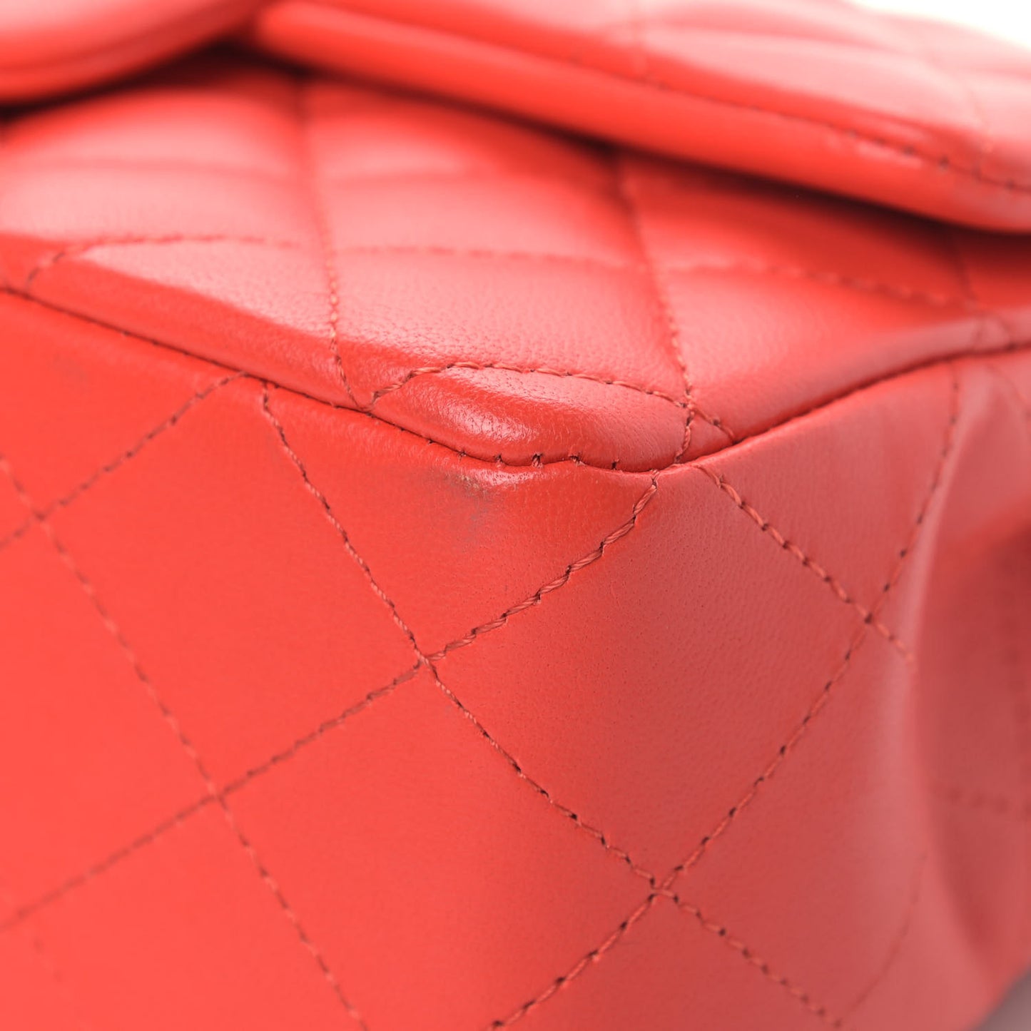 Lambskin Quilted Mini Rectangular Flap Red