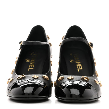 Chanel Lambskin Patent Cap Toe Charms Mary Jane Pumps 36.5 Black 3 of 10