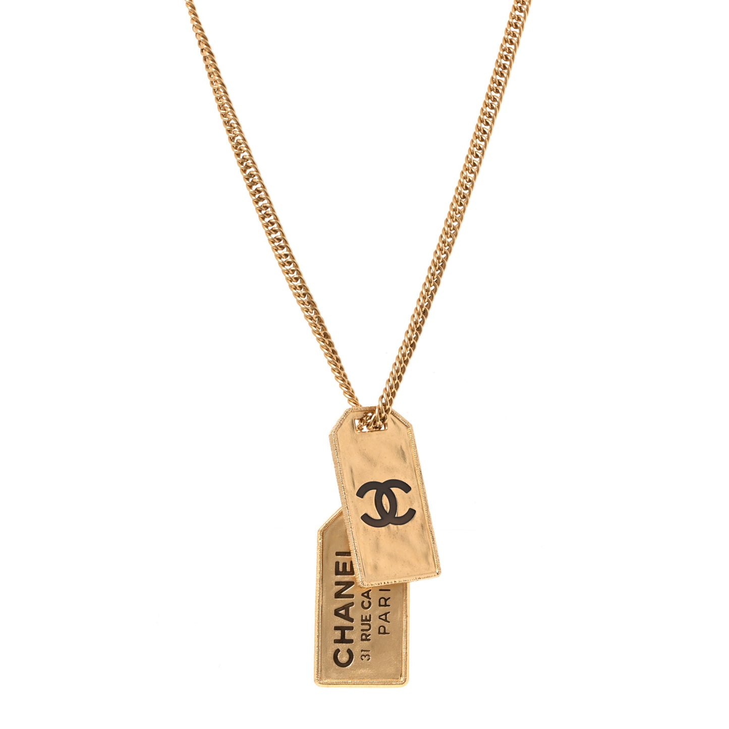 ID Dog Tag Charm Necklace Gold