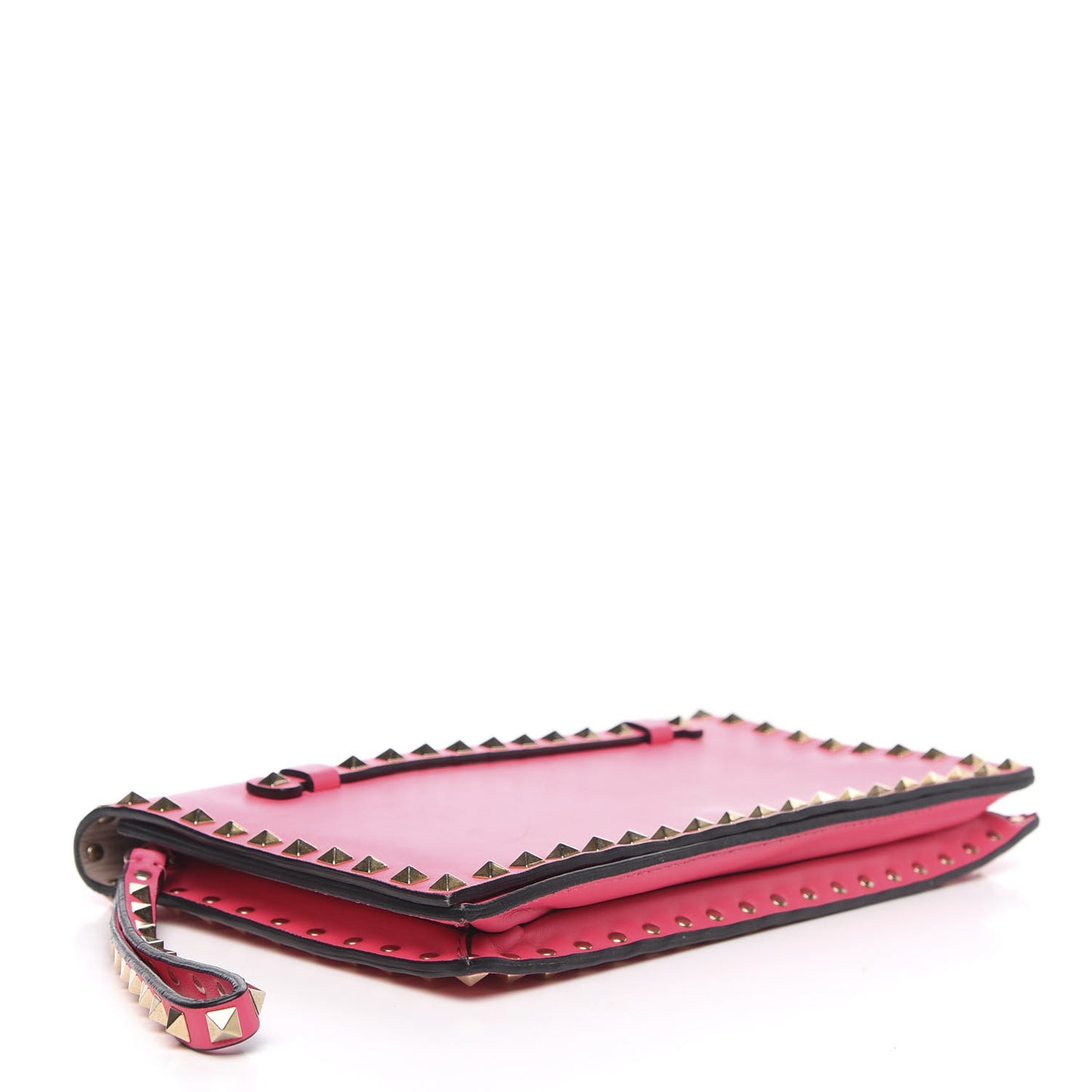 Nappa Rockstud Wristlet Clutch Fuxia Fluo