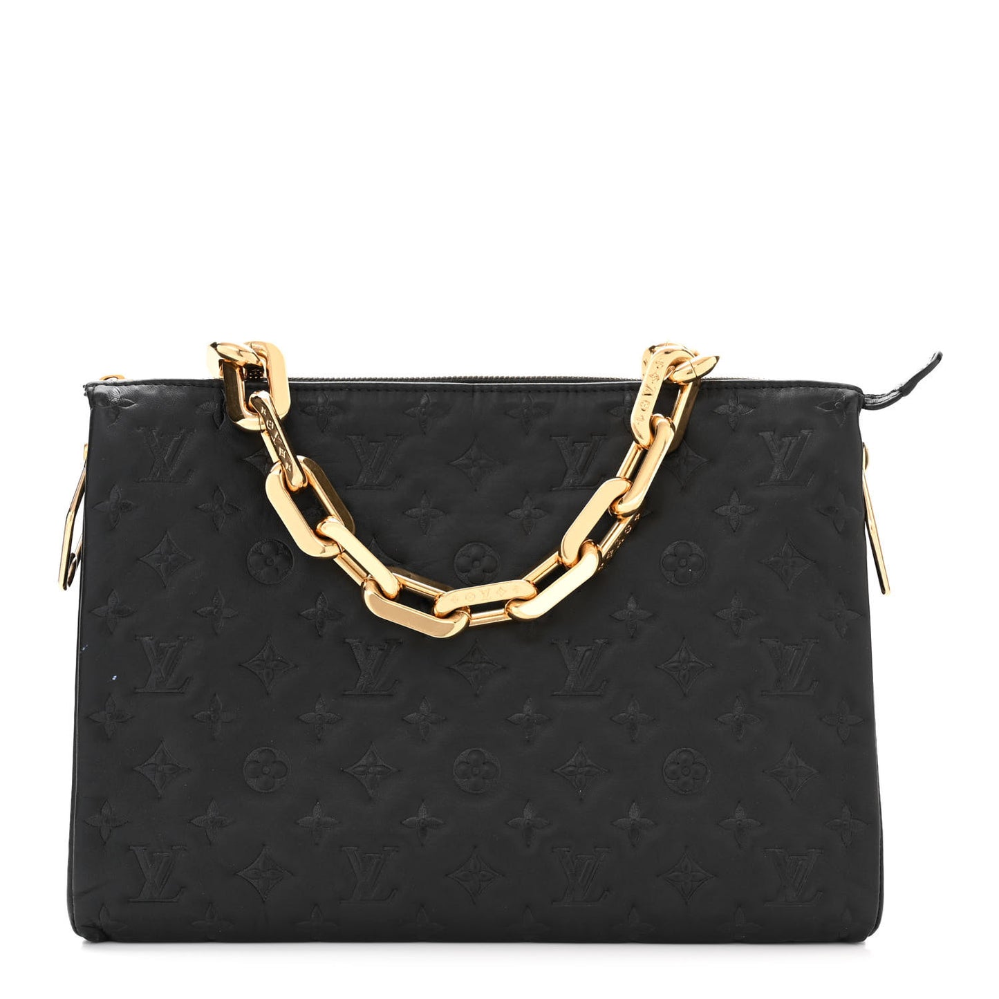 Lambskin Embossed Monogram Coussin MM Black
