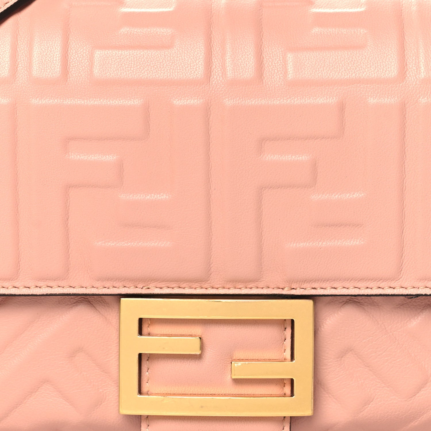 Fendi Nappa FF 1974 Embossed Baguette Rosa Bourbon 8 of 11