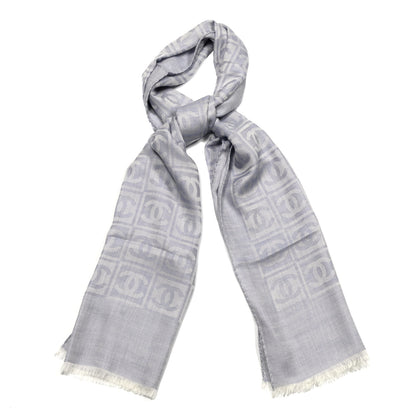 Chanel Cashmere Silk CC Scarf Blue 2 of 6