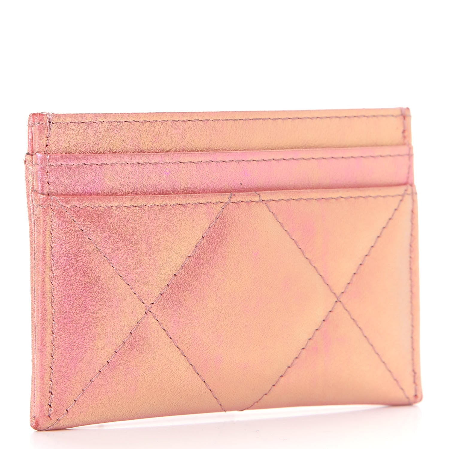 Chanel Iridescent Calfskin Quilted Chanel 19 Card Holder Pink 3 of 9