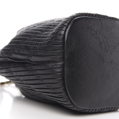 Chanel Iridescent Crumpled Calfskin Coco Pleats Small Drawstring Bag Black 7 of 10