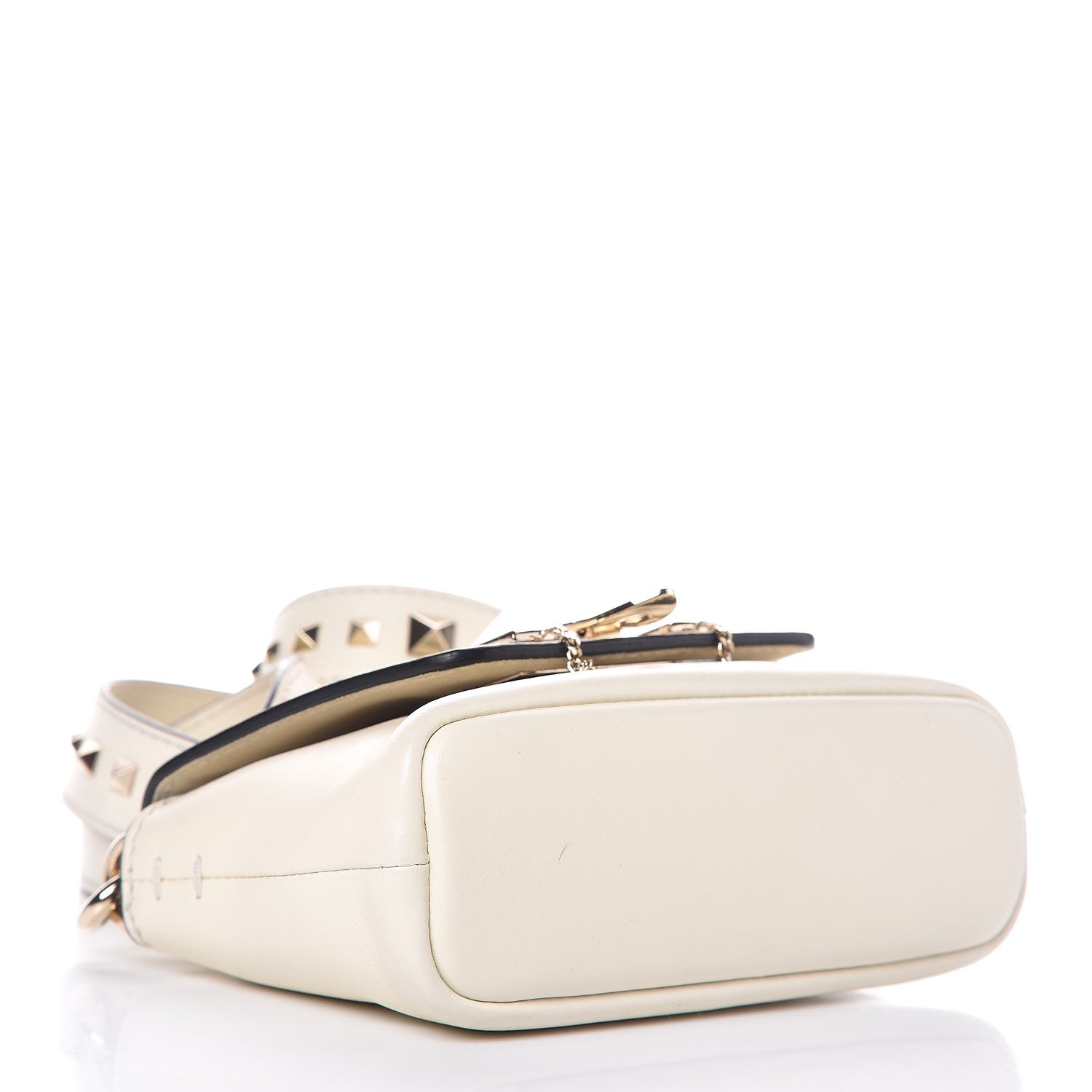 Valentino Garavani Calfskin Small Rockstud Demilune Crossbody Bag White 4 of 7