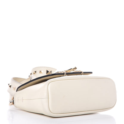Valentino Garavani Calfskin Small Rockstud Demilune Crossbody Bag White 4 of 7