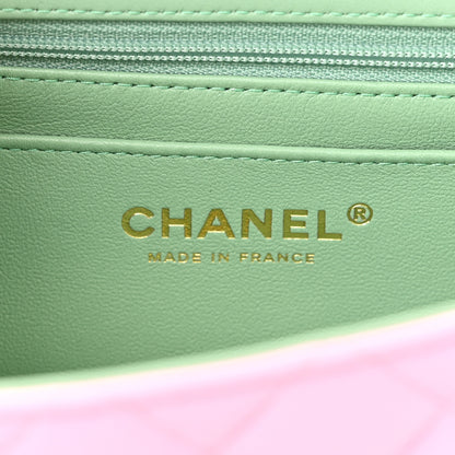 Chanel Lambskin Quilted Mini Top Handle Rectangular Flap Lilac Light Green 6 of 10