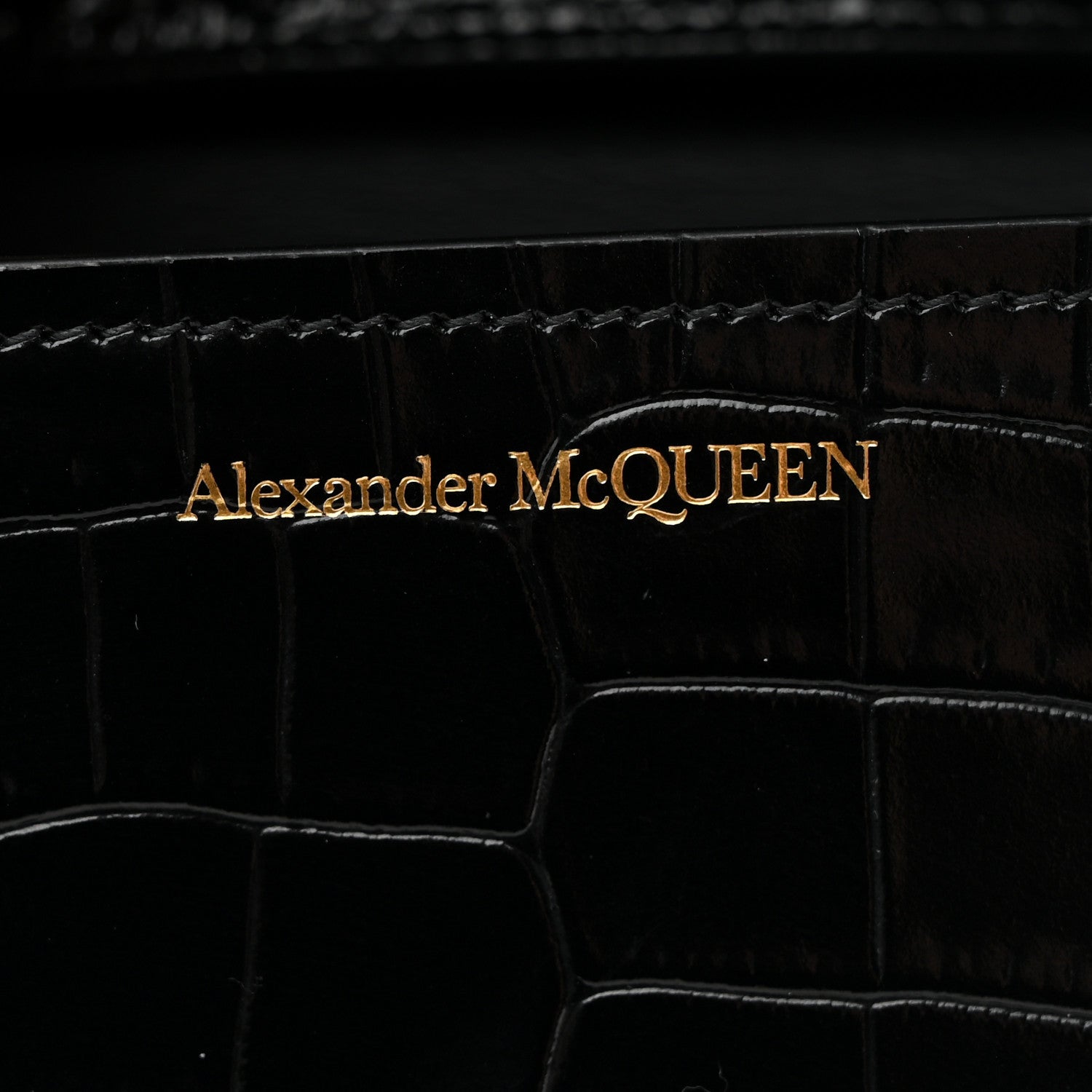 Alexander McQueen Calfskin Crocodile Embossed Four Ring Knuckle Crossbody Bag Black 6 of 12