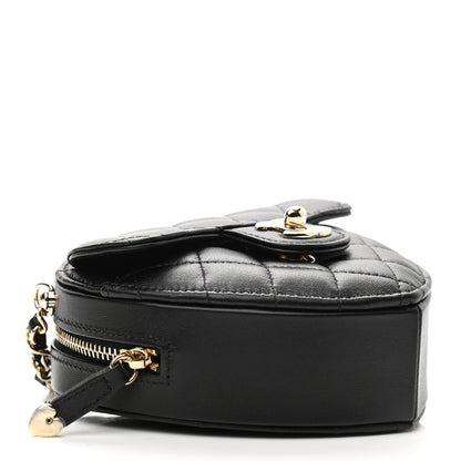 Chanel Lambskin Quilted CC In Love Heart Clutch With Chain Black 4 of 11