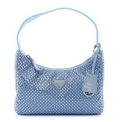 Prada Satin Crystal Mini Re-Edition 2000 Bag Celeste 1 of 10