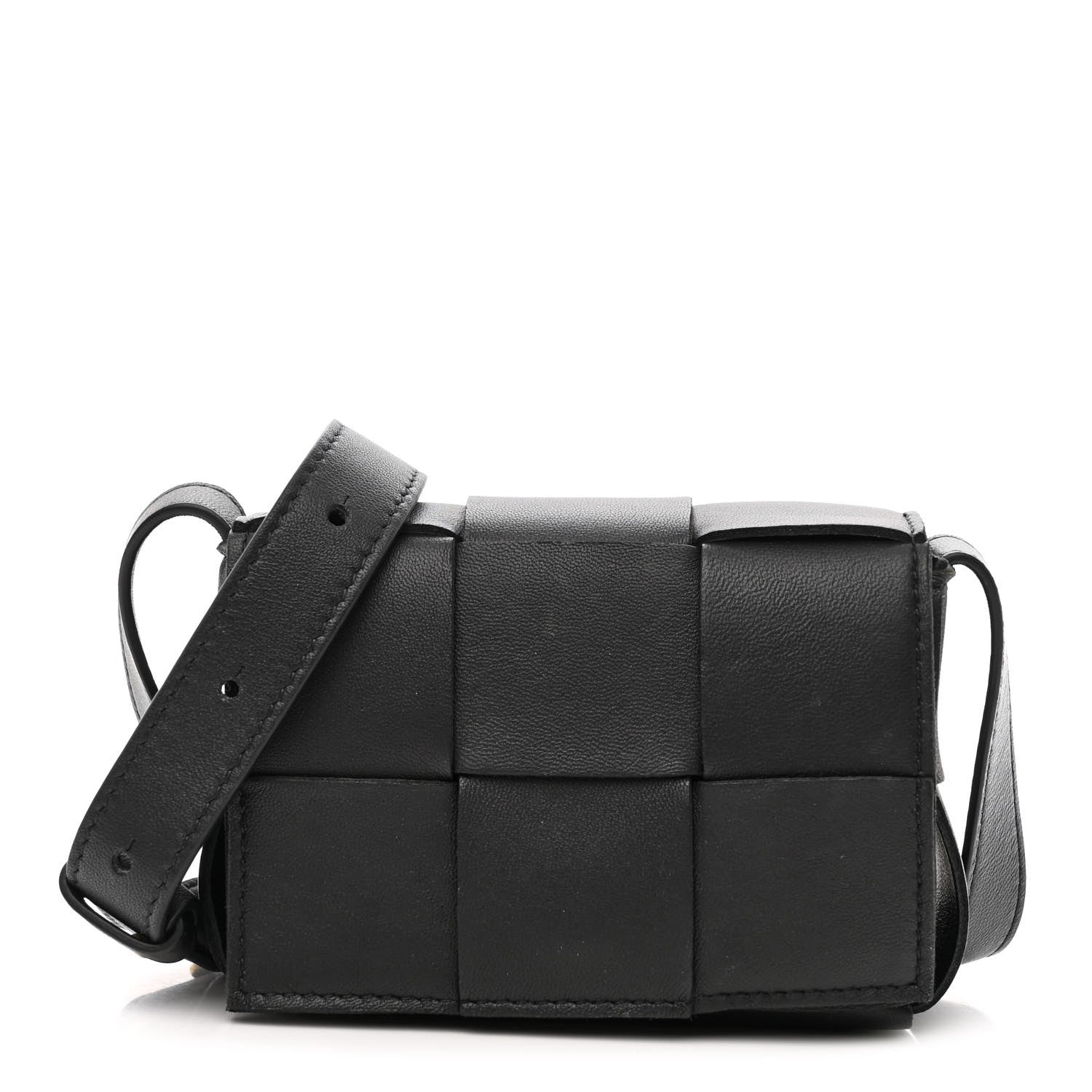 Bottega Veneta Lambskin Maxi Intreccio Candy Cassette Crossbody Bag Black 1 of 10