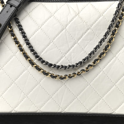 Chanel Aged Calfskin Quilted Large Gabrielle Hobo White Black 8 of 10