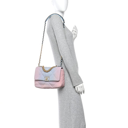 Chanel Denim Quilted Medium Chanel 19 Flap Blue Pink 2 of 11