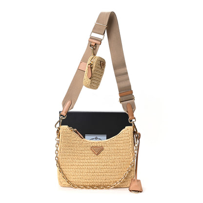 Prada Yarn Raffia Effect Crochet Re-Edition 2005 Shoulder Bag Naturale 11 of 11