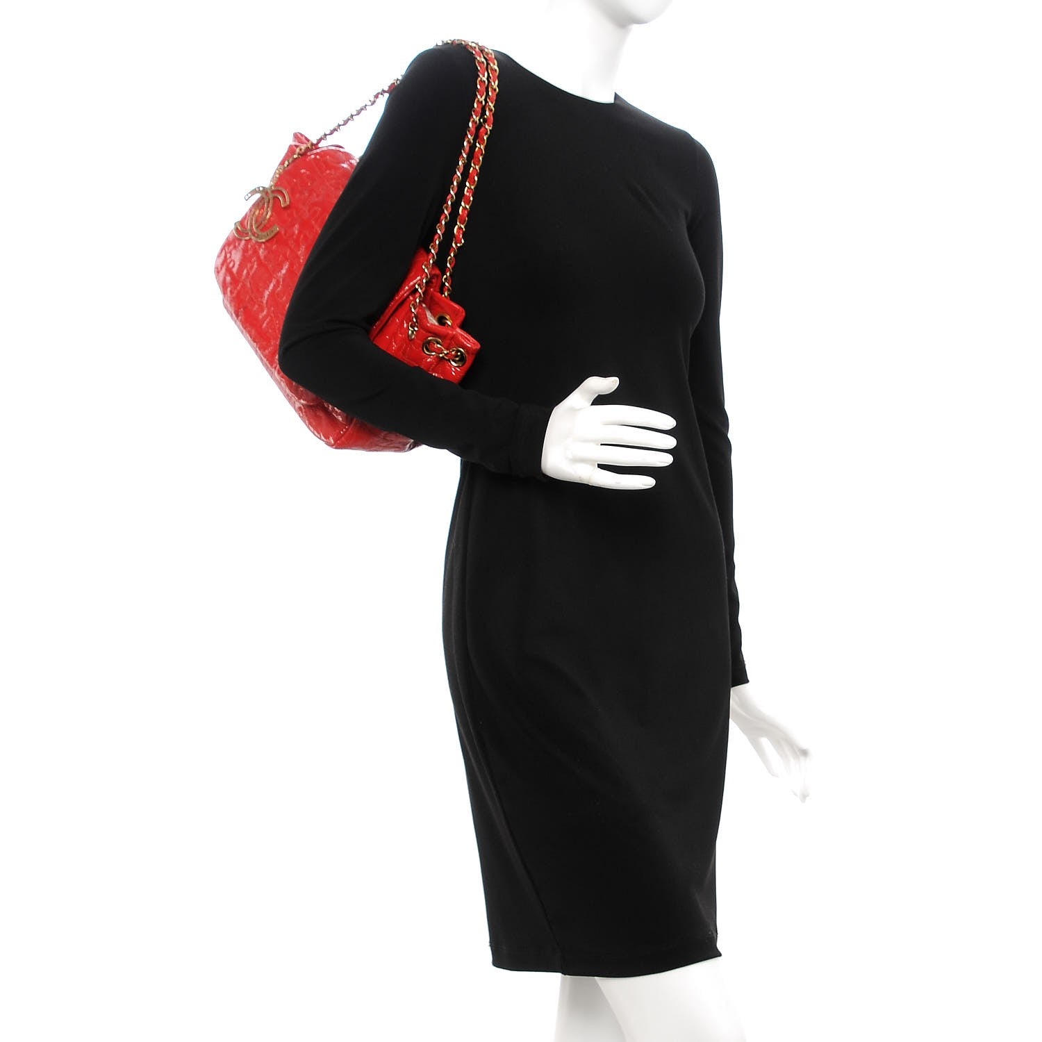 Chanel Crackled Patent Puzzle Accordion Flap Bag Red 2 of 13