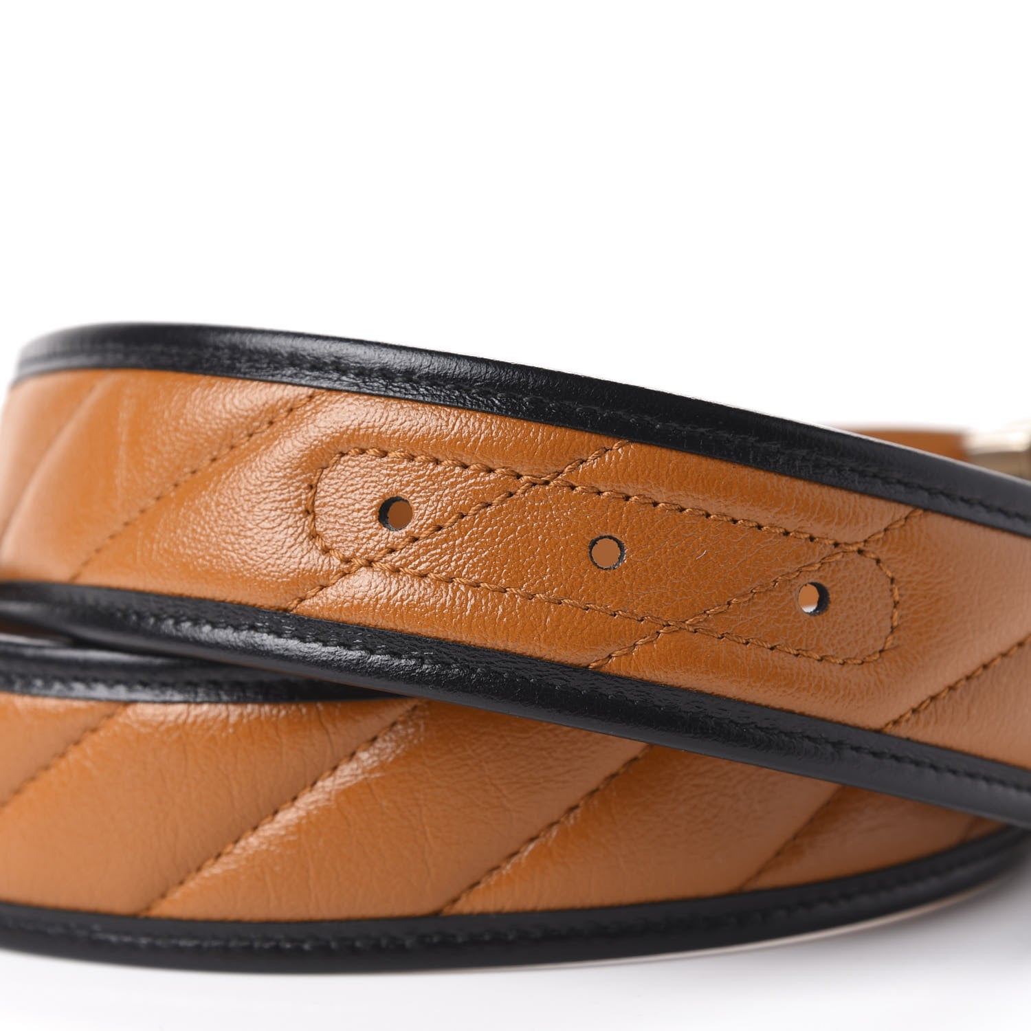 Gucci Azalea Calfskin Matelasse Diagonal Torchon Double G 40mm Belt 90 36 Cognac Black 5 of 5
