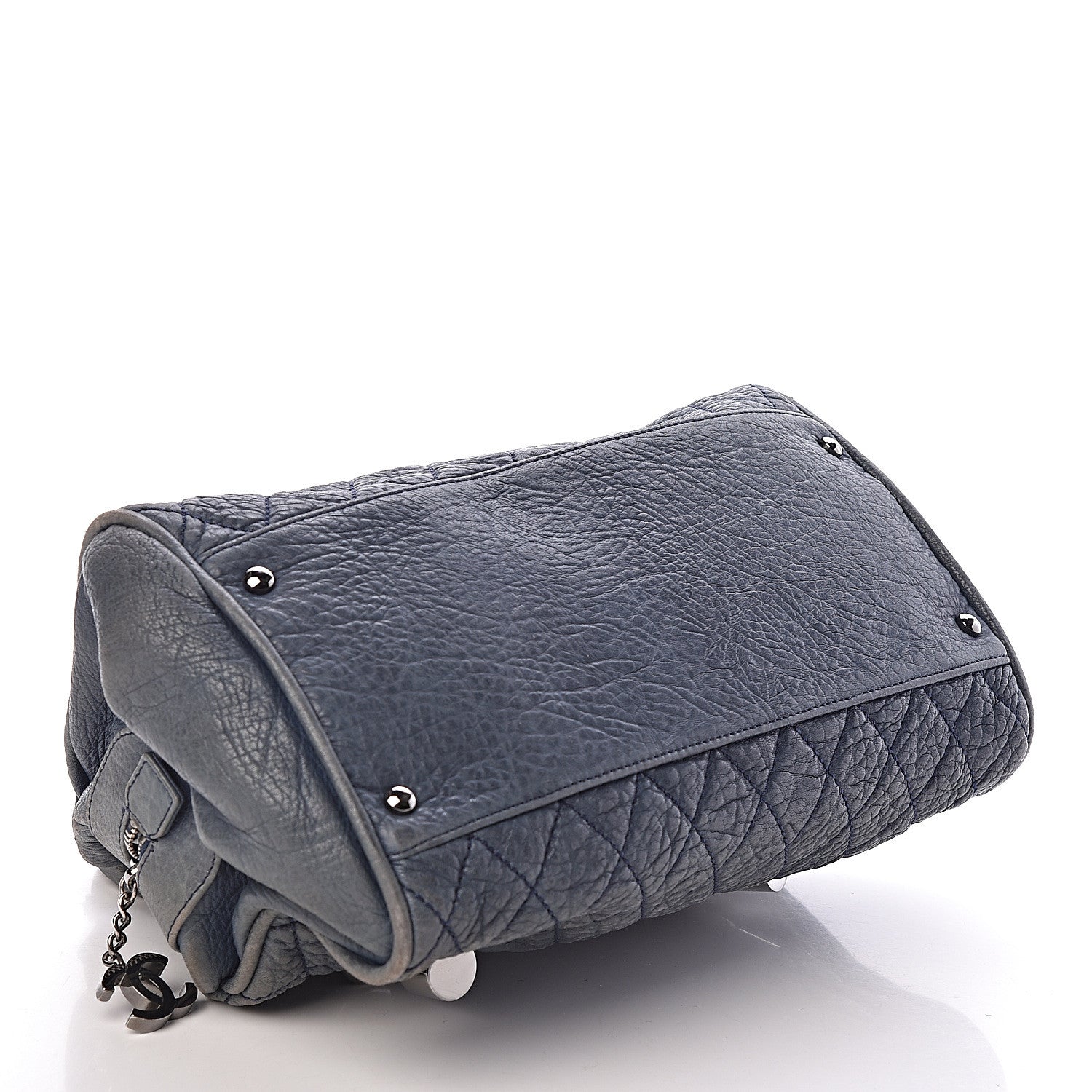 Chanel Distressed Lambskin Lady Braid Bowler Blue 4 of 10