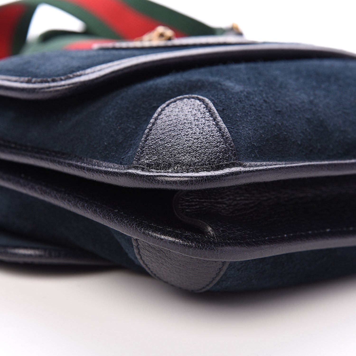 Gucci Suede Web Small Neo Vintage Double Flap Messenger Bag Blue 10 of 17