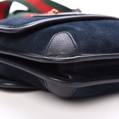 Gucci Suede Web Small Neo Vintage Double Flap Messenger Bag Blue 10 of 17