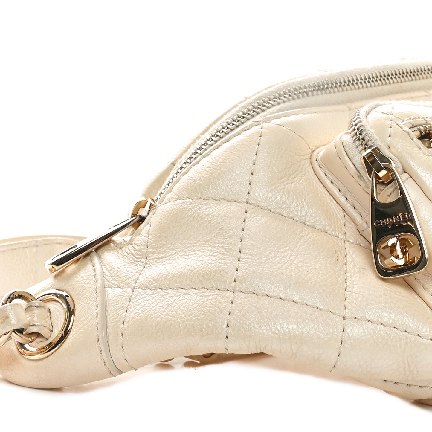 Calfskin Quilted All About Waist Belt Bag Light Beige