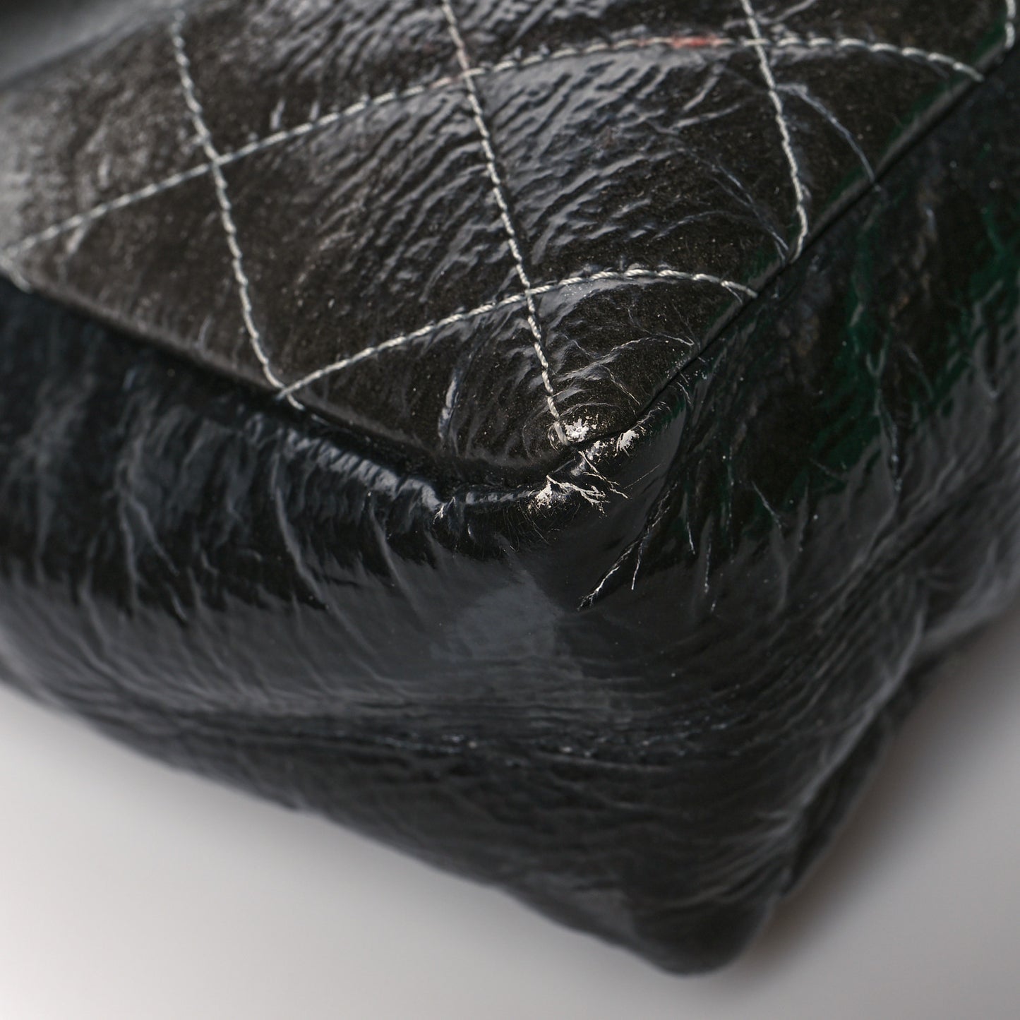 Vinyl Quilted Jumbo Melrose Degrade Flap Black