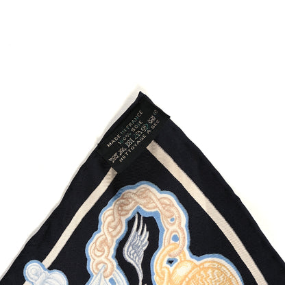 Hermes Silk Super Silk Quest Detail Scarf 90 Bleu Jean Brun Vert 3 of 3