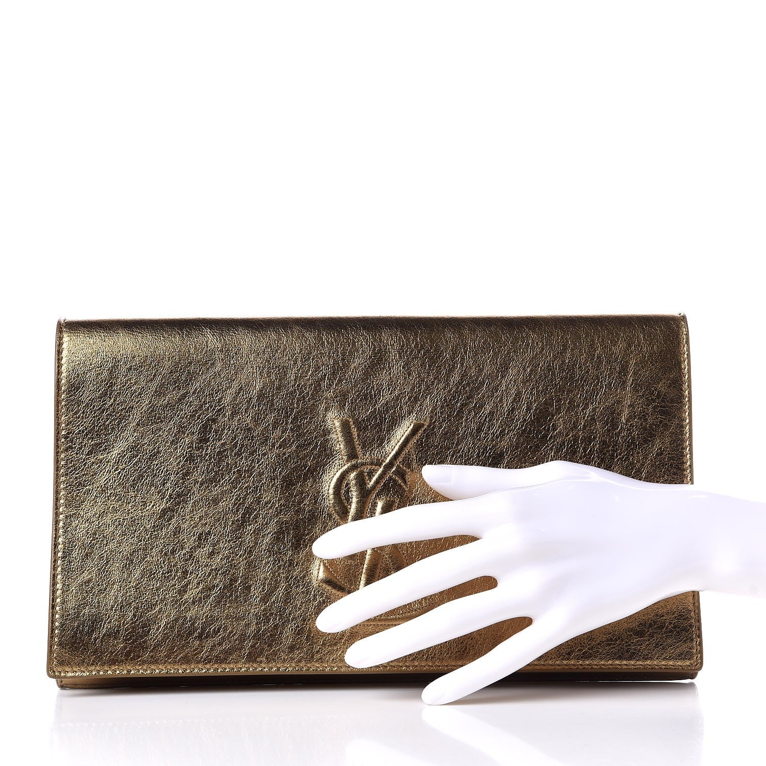Saint Laurent Metallic Calfskin Monogram Large Belle De Jour Clutch Gold 2 of 7