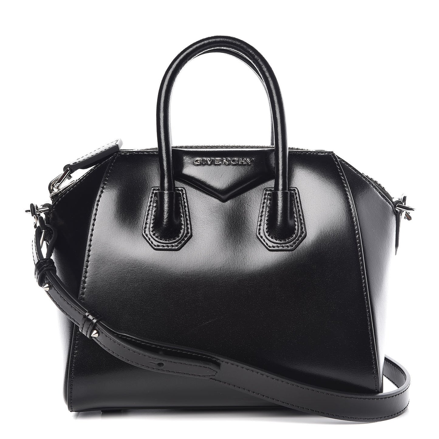 Shiny Lord Calfskin Mini Antigona Black