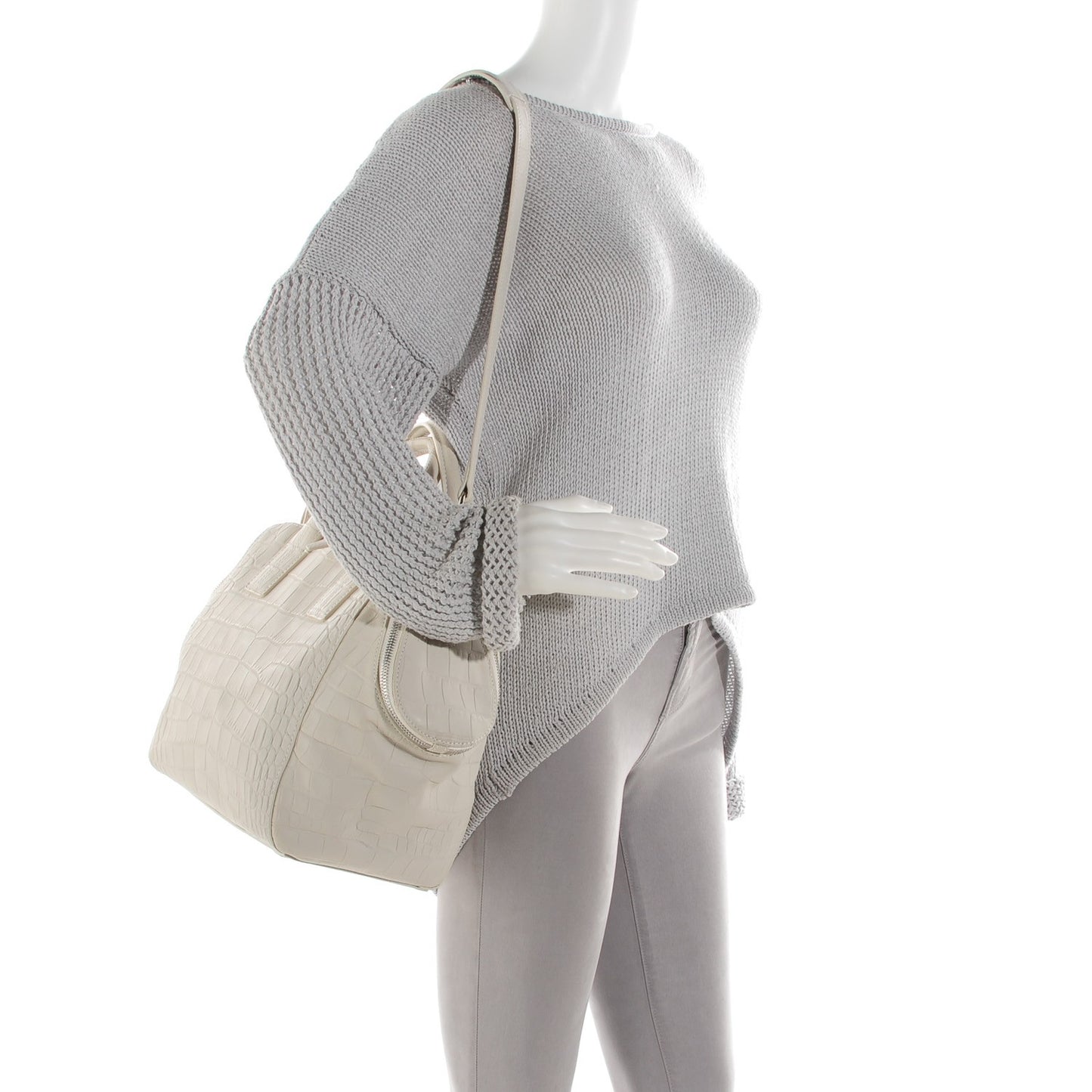 Crocodile Embossed Jamie Chastity Bag White