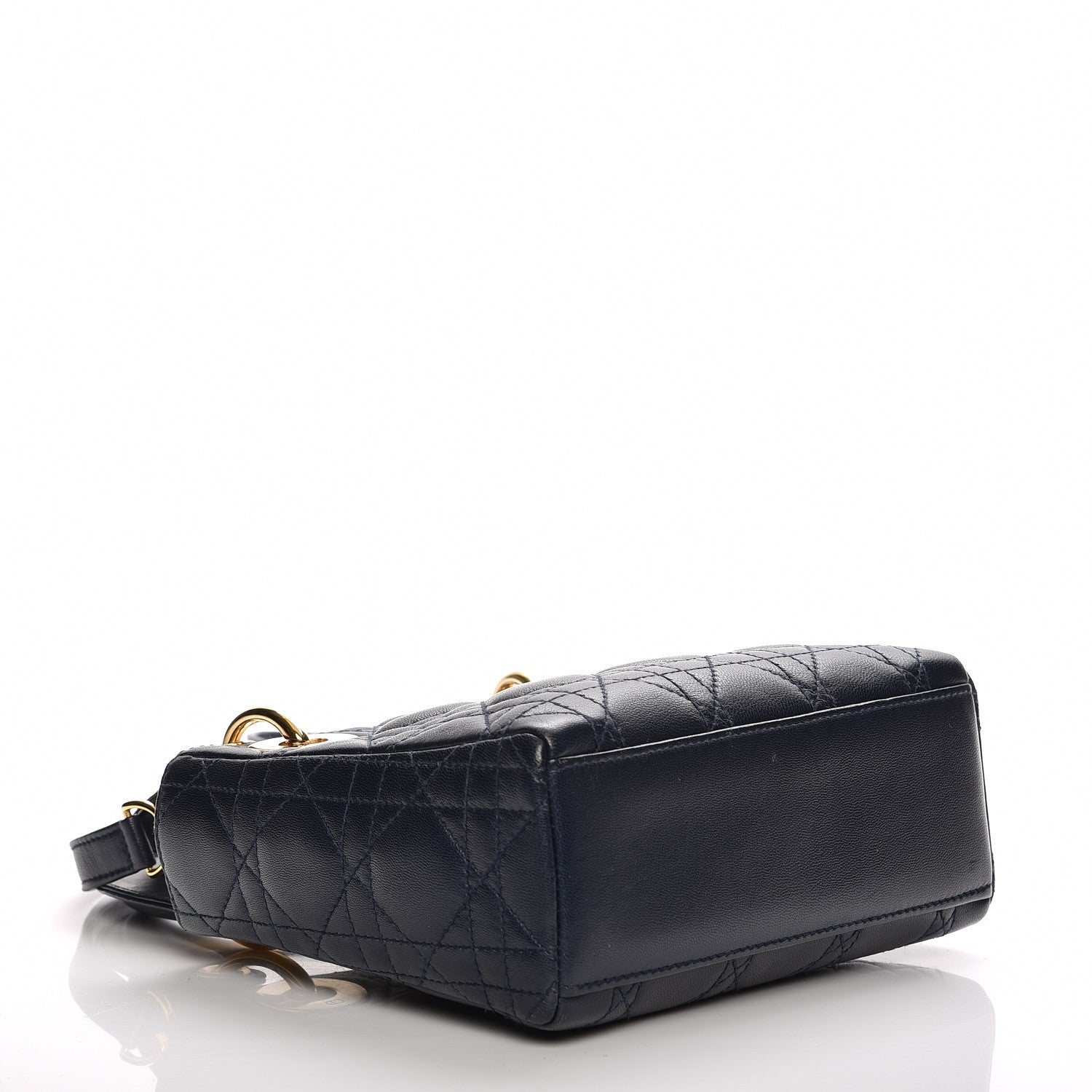 Christian Dior Vintage Lambskin Cannage Mini Lady Dior Navy Blue 4 of 7