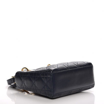 Christian Dior Vintage Lambskin Cannage Mini Lady Dior Navy Blue 4 of 7