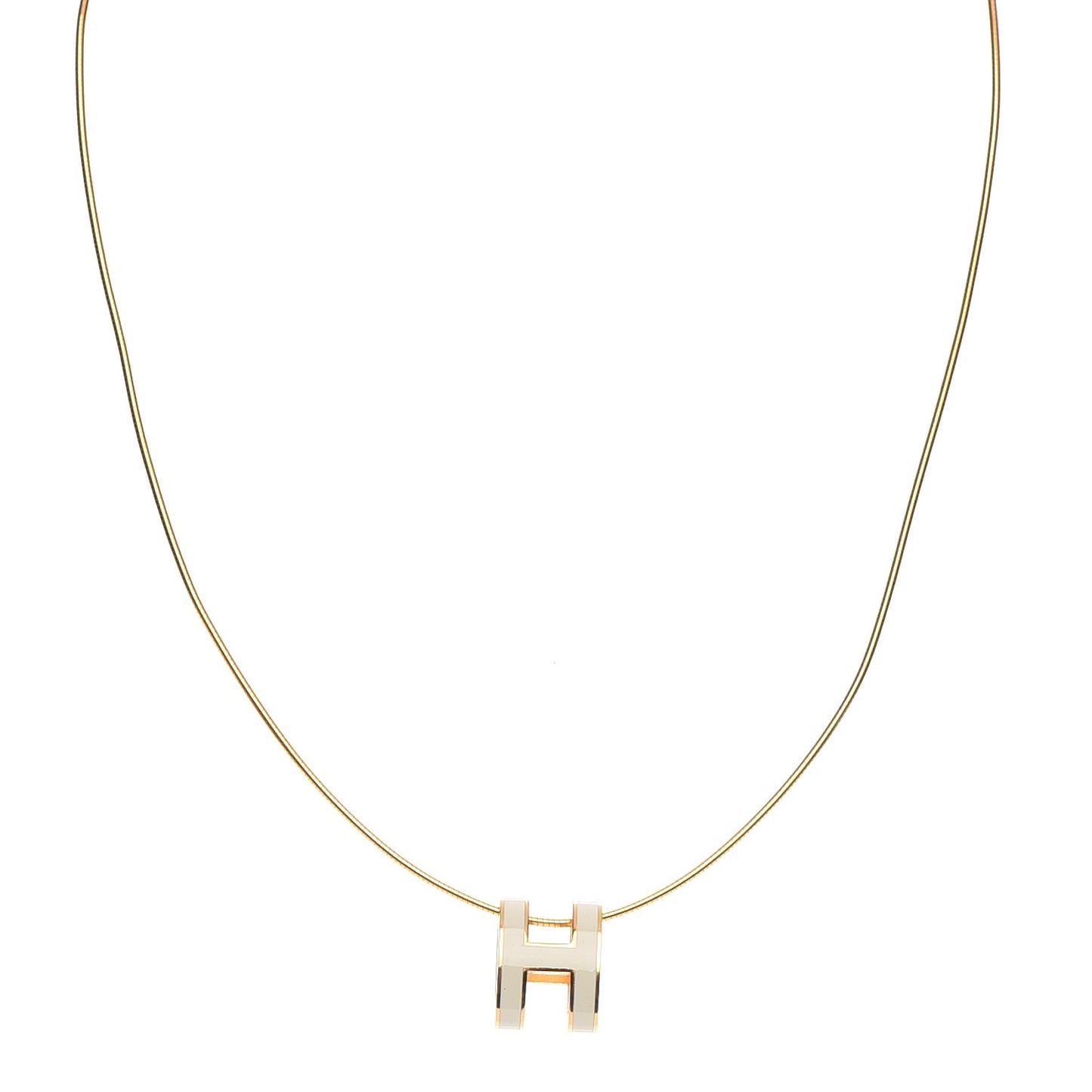 Lacquered Gold Pop H Pendant Necklace Pannacotta