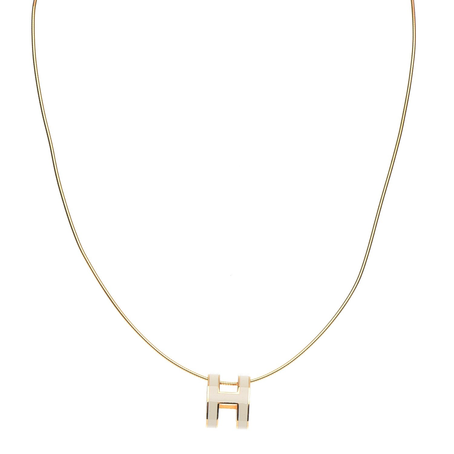 Hermes Lacquered Gold Pop H Pendant Necklace Pannacotta 1 of 6