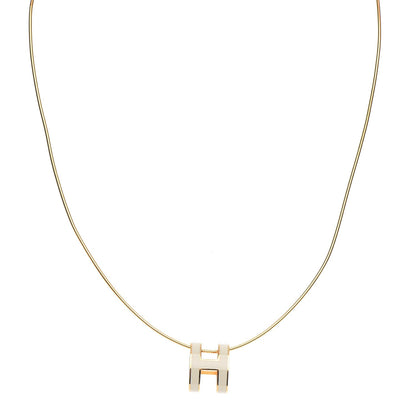 Hermes Lacquered Gold Pop H Pendant Necklace Pannacotta 1 of 6
