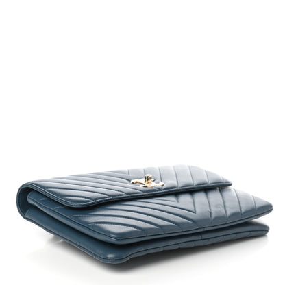 Chanel Lambskin Chevron Quilted Medium Trendy CC Flap Dark Blue 4 of 10