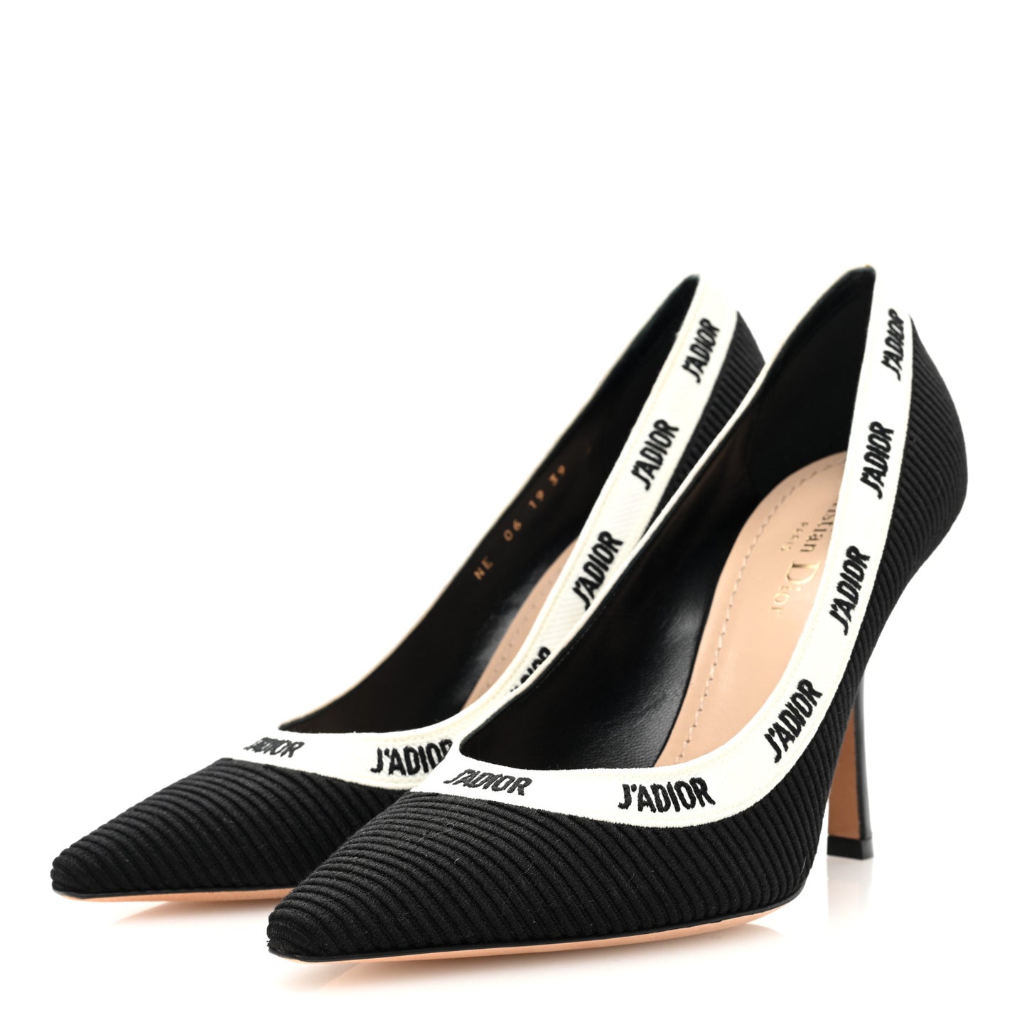Technical Canvas Ribbon Embroidered J'Adior 100mm Pumps 39 Black