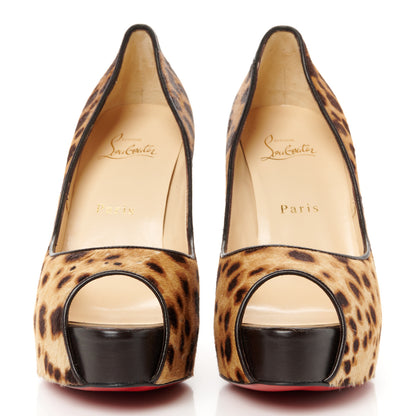 Christian Louboutin Pony Hair Leopard Print Maryl 120 Platform Peep Toe Pumps 38.5 2 of 7