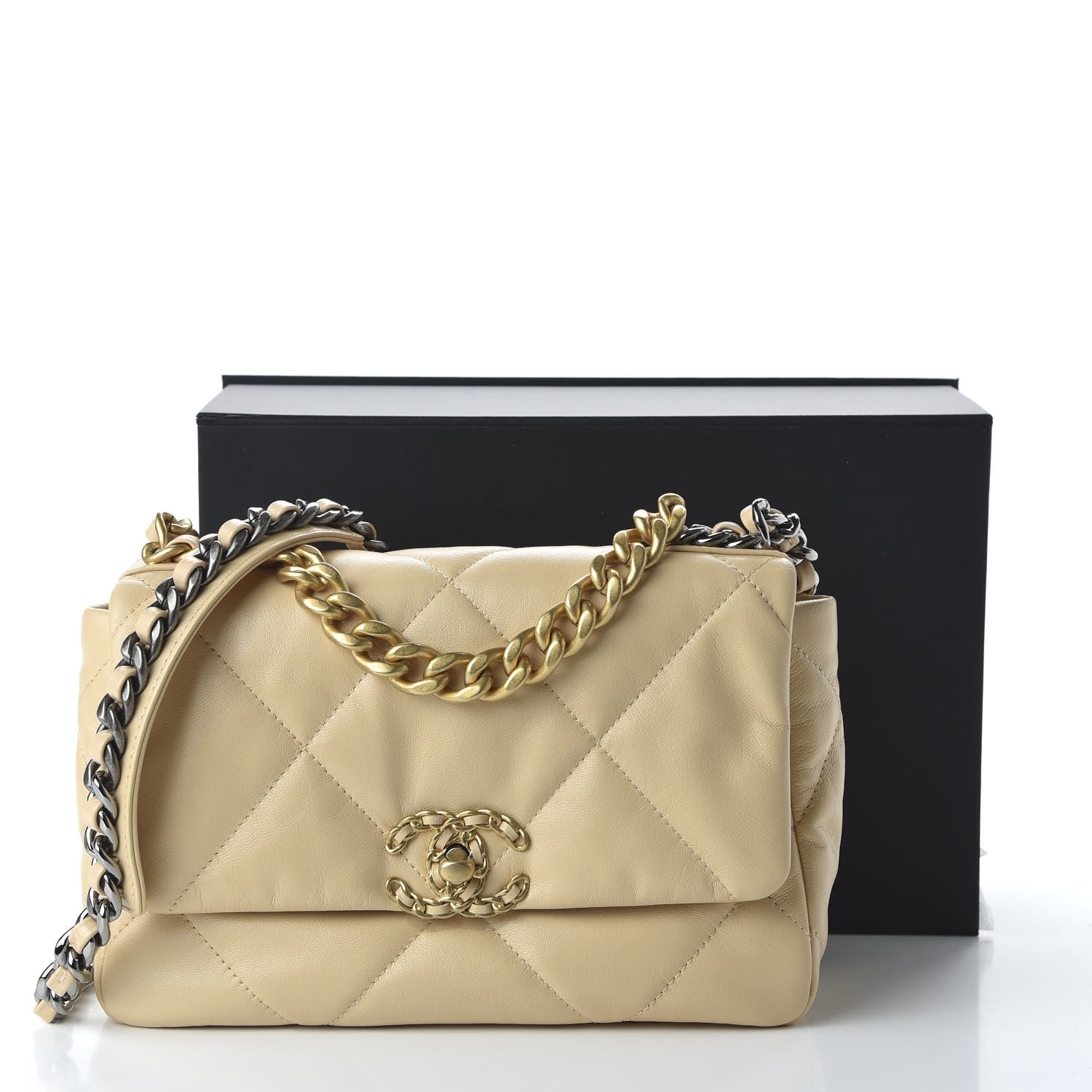 Chanel Lambskin Quilted Medium 19 Flap Beige 11 of 11