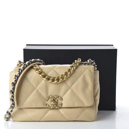 Chanel Lambskin Quilted Medium 19 Flap Beige 11 of 11