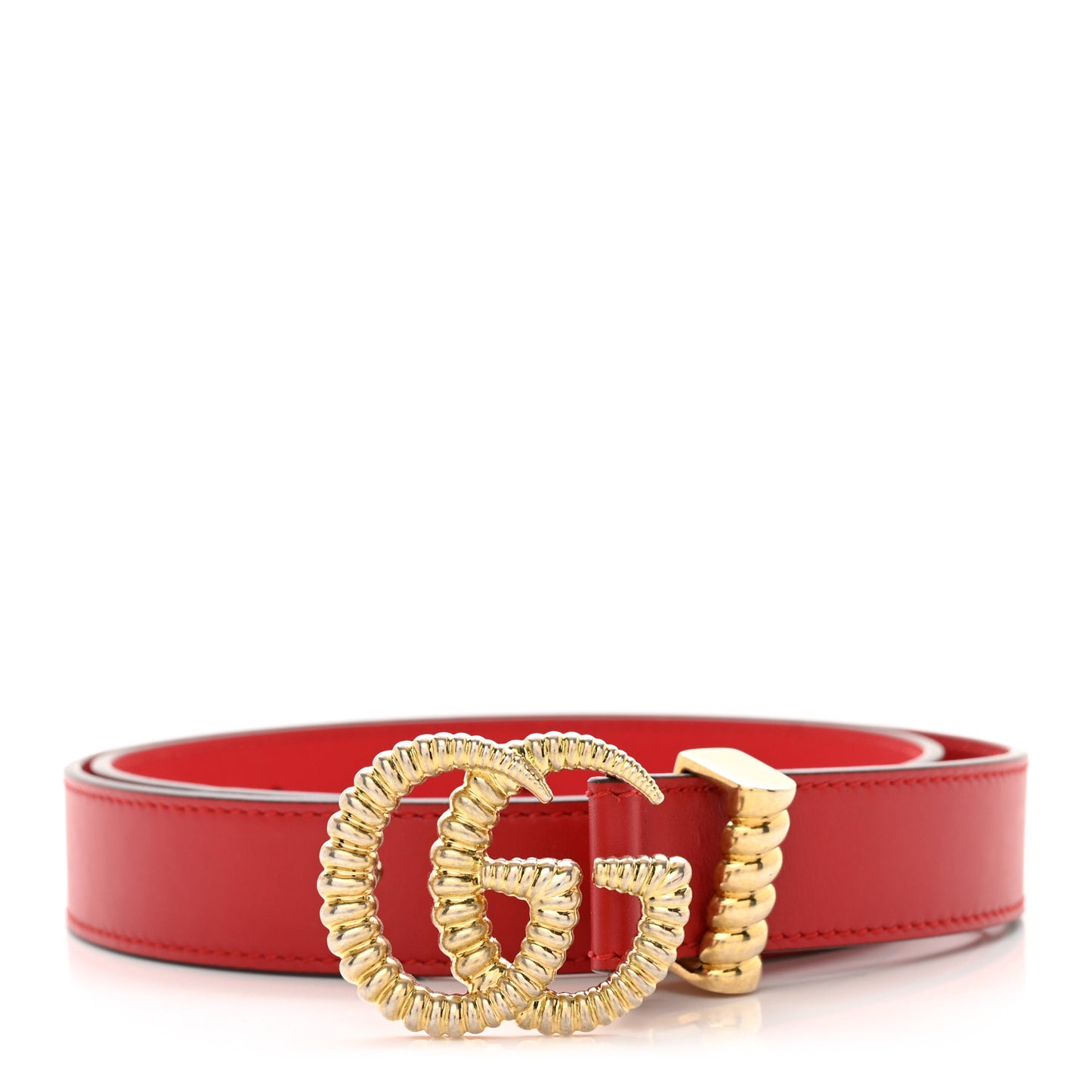 Moon Calfskin Torchon Double G 25mm Belt 75 30 Hibiscus Red