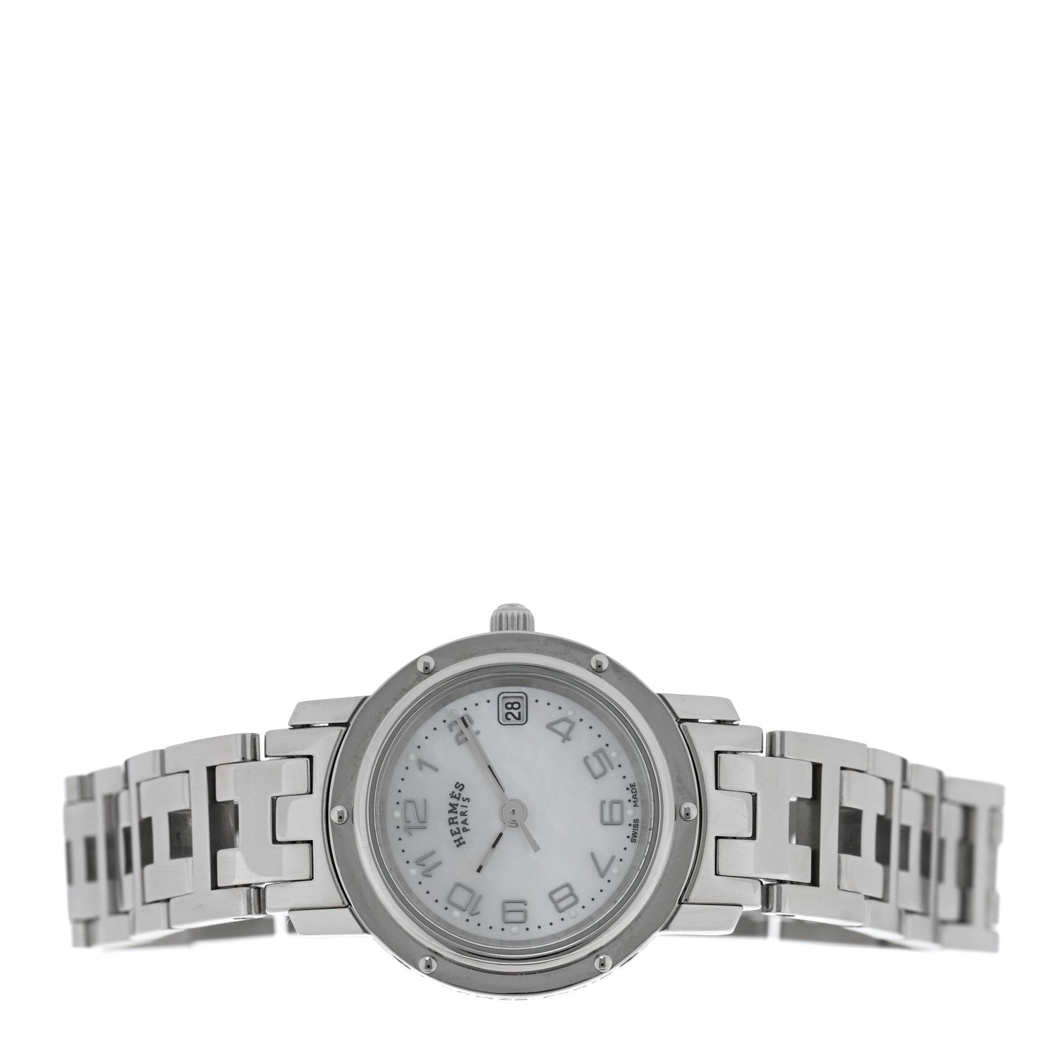 Hermes Stainless Steel Mother of Pearl 24mm Clipper Quartz Watch 2 of 4