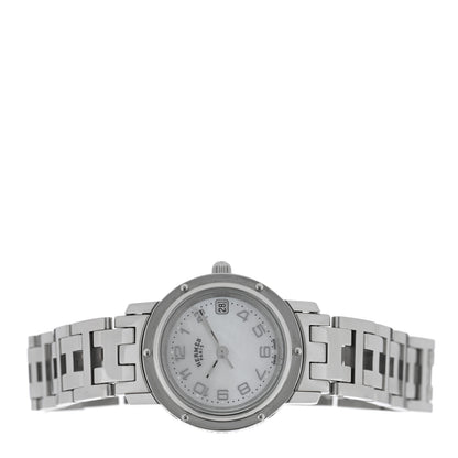 Hermes Stainless Steel Mother of Pearl 24mm Clipper Quartz Watch 2 of 4