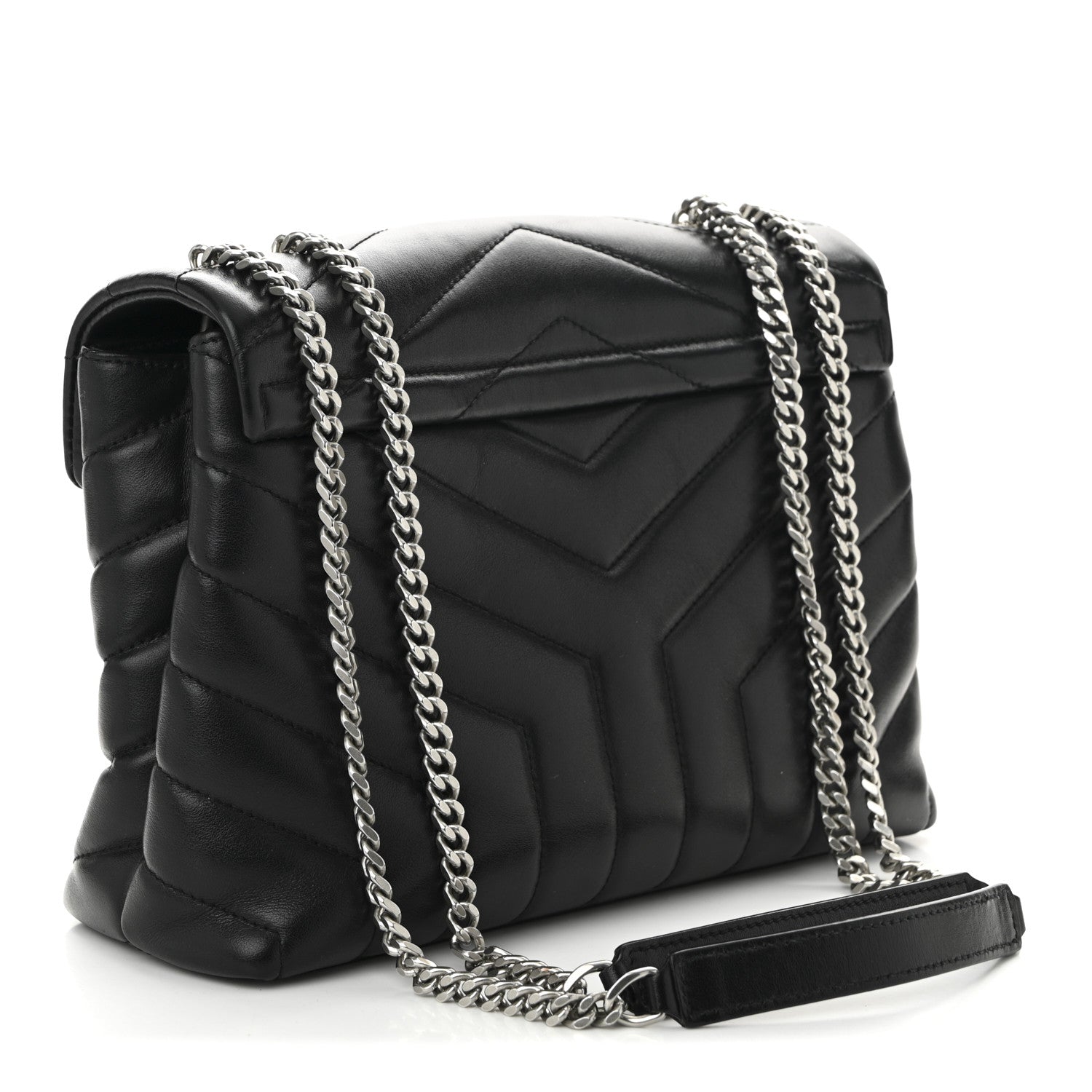 Saint Laurent Calfskin Y Quilted Monogram Small Loulou Chain Satchel Black 3 of 10