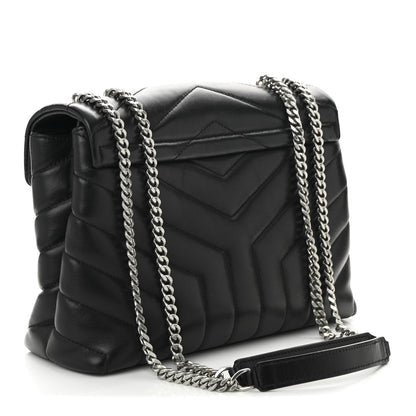 Saint Laurent Calfskin Y Quilted Monogram Small Loulou Chain Satchel Black 3 of 10