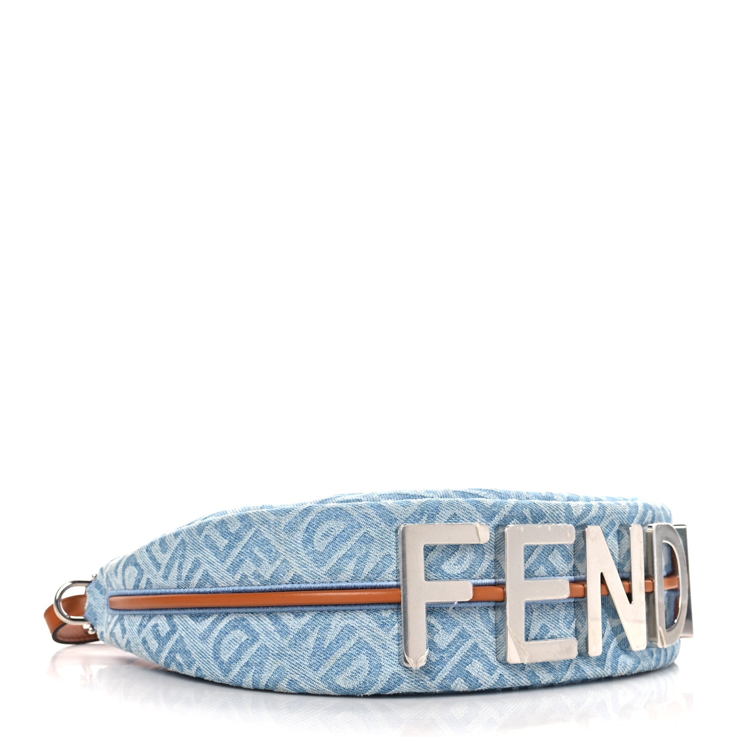 Denim Vitello Grace Mirror Logo Small Fendigraphy Hobo Bag Blue